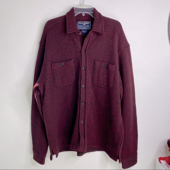 Polo Sport Ralph Lauren Men’s Overshirt Shacket XL Red 100% Wool